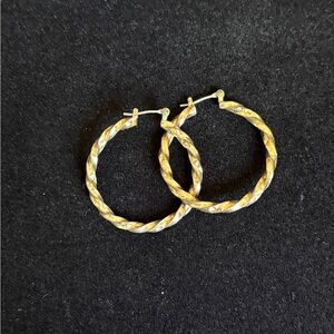 Gold Twisted Hoop Earrings with Polished Finish